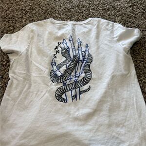 Vans White Tee with Blue Snake Design